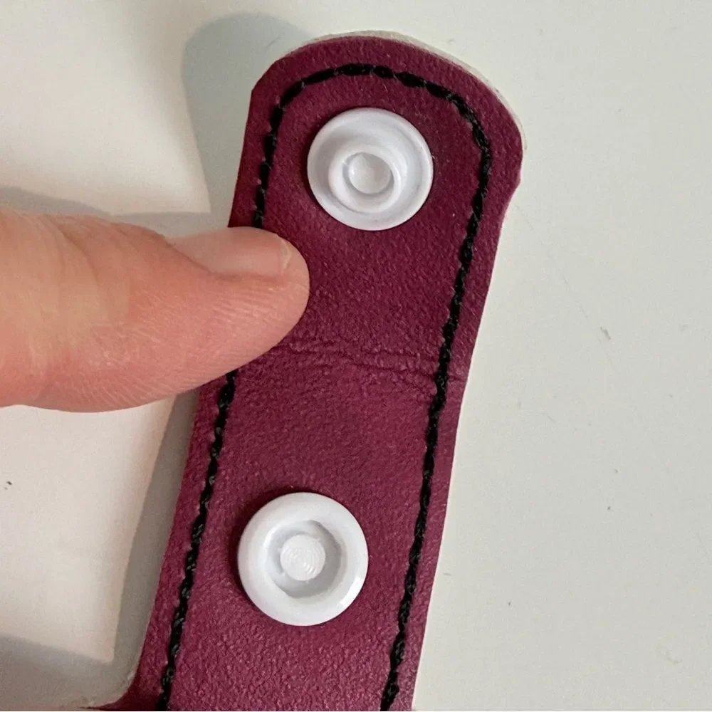 Pink Hibiscus Flower Embroidered Snap Tab Key Fob